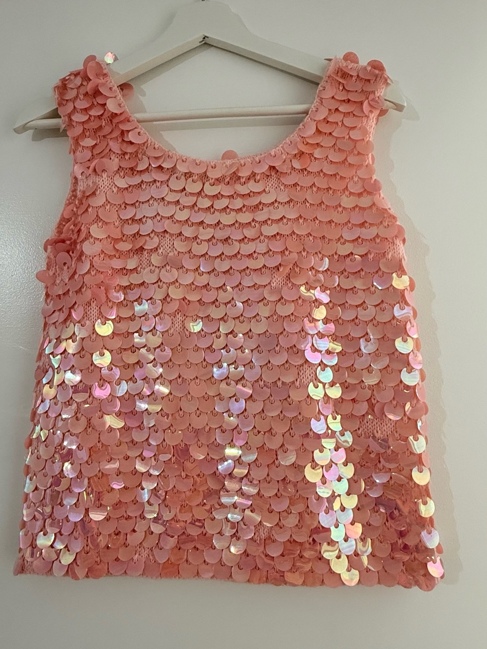 Vintage 1950s–60s Light Pink Sequin Sleeveless Top – Small